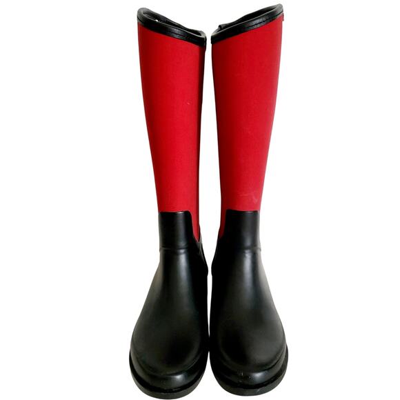 Hunter Bessy Red & Black Colorblock Winter Rain Boots Unisex Sz 6 Female 5 Male - Picture 3 of 12